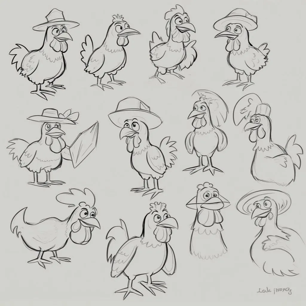 Chicken Road concept art sketches